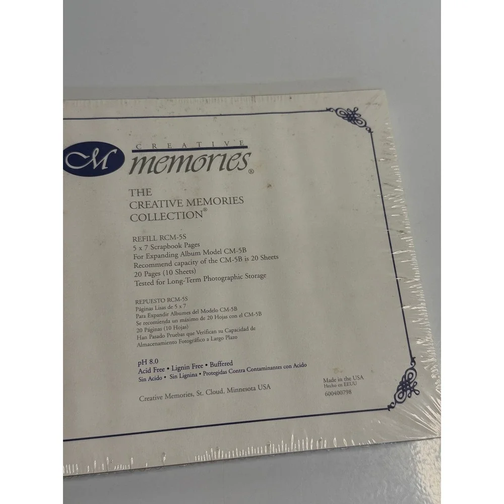 Creative‎ Memories Scrapbook Refill Pages White 5x7 RCM-5S Acid Free 10 Sheets